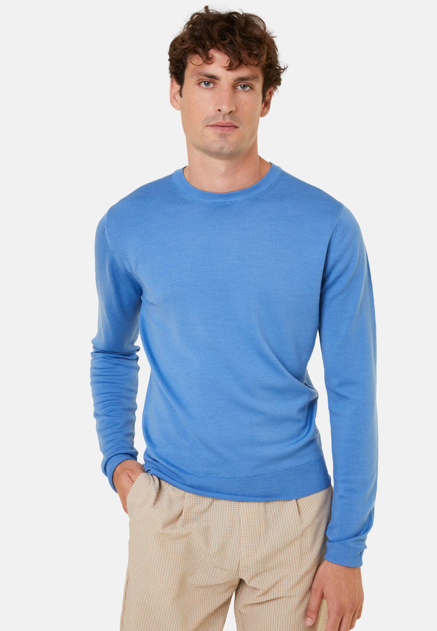 Crew neck sweater with logo in merino wool - Eddie
