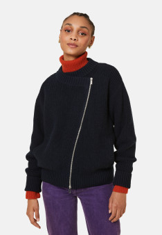 Asymmetrical wool and cashmere zip jacket - Gwenn