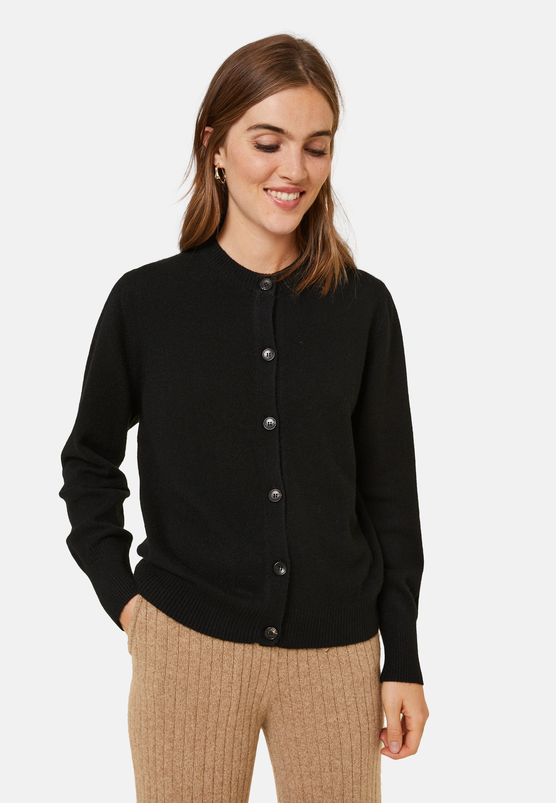 Cashmere round neck buttoned cardigan - Ari