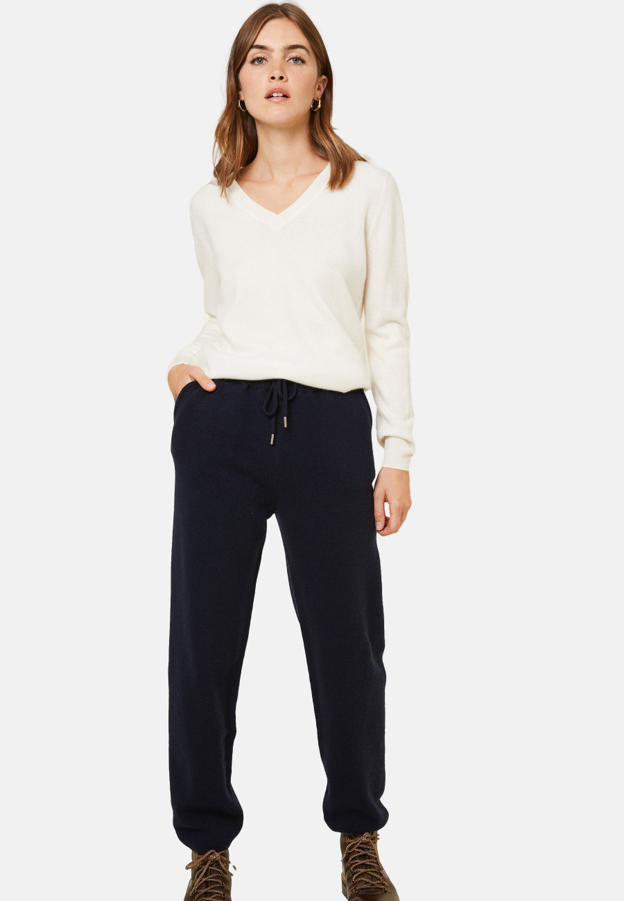 Calça jogger com bolsos em cashmere e lã reciclada - Anka
