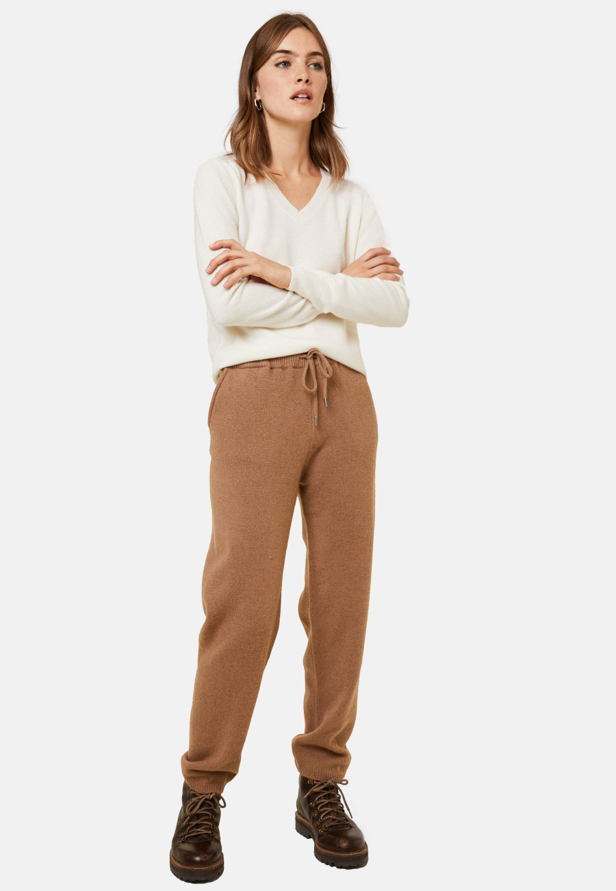Calça jogger com bolsos em cashmere e lã reciclada - Anka