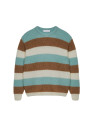 Tricolor striped round-neck mohair sweater - Fox