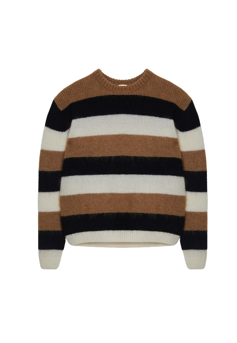 Tricolor striped round-neck mohair sweater - Fox