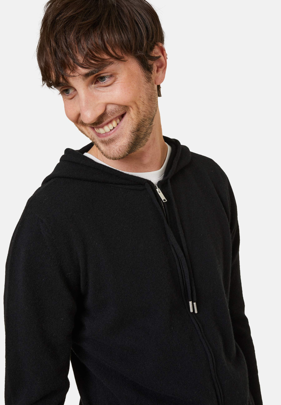 Cardigan com capuz e zíper de cashmere duplo - Emilien