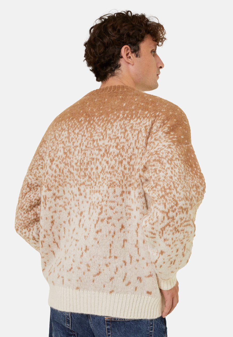 Suéter de mohair bicolor com gola redonda - Figaro