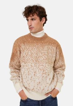 Two-tone round-neck mohair sweater - Figaro