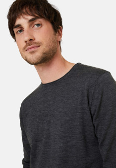 Round-neck merino wool sweater with rolled finishes - Rythme