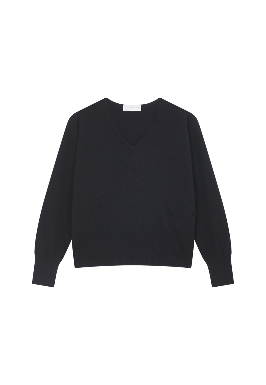 Short cashmere sweater with pocket - Balba