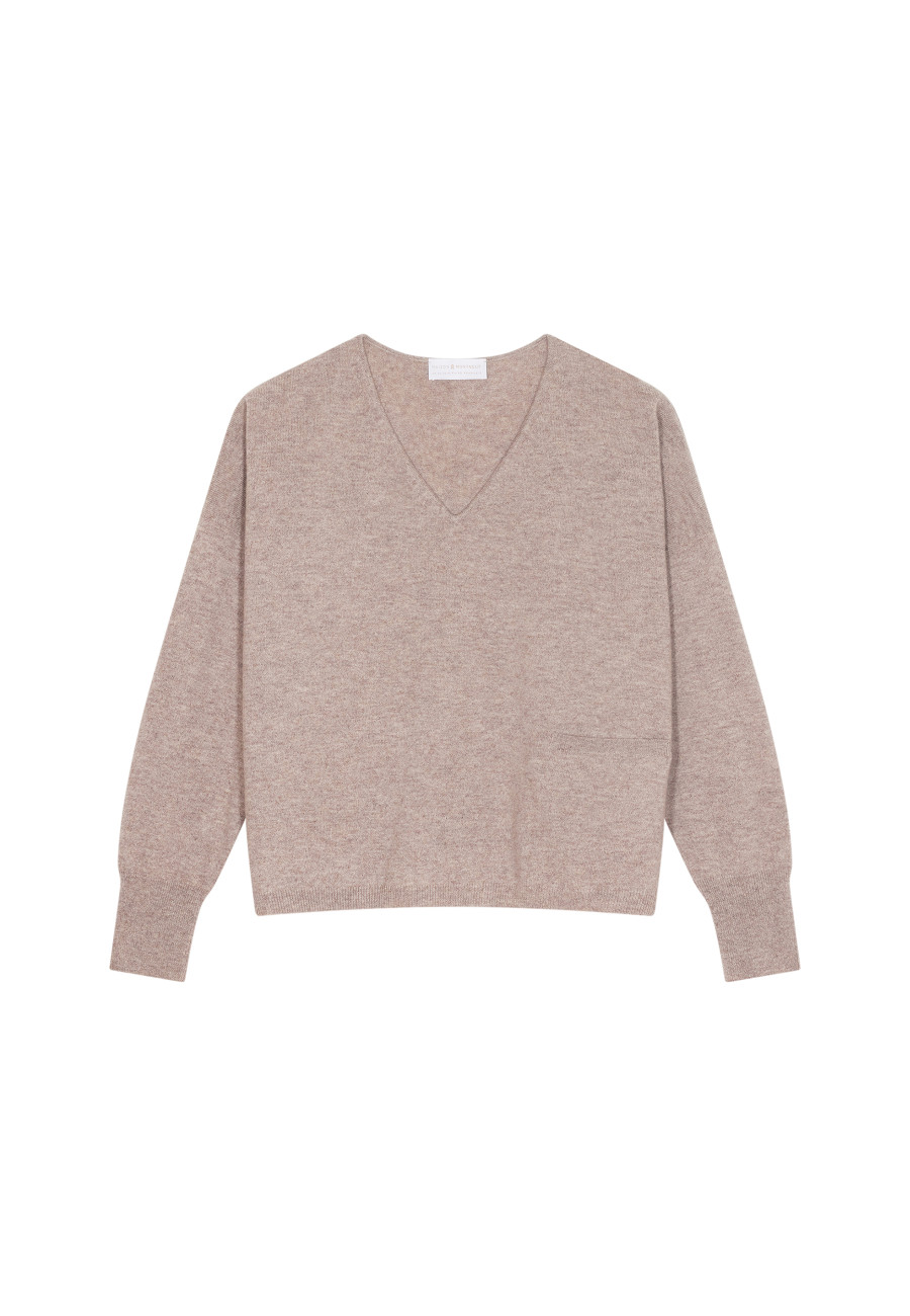 Short cashmere sweater with pocket - Balba
