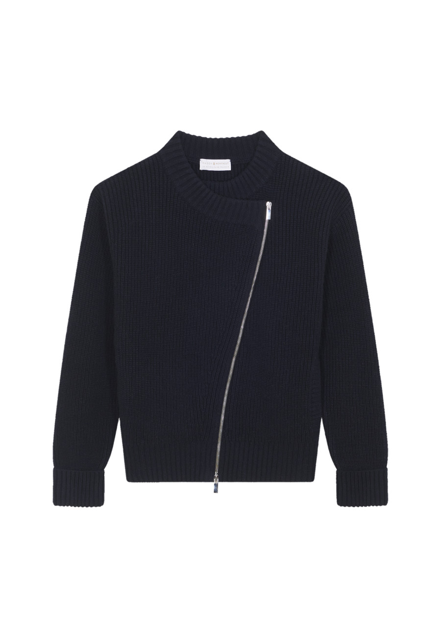 Asymmetrical wool and cashmere zip jacket - Gwenn