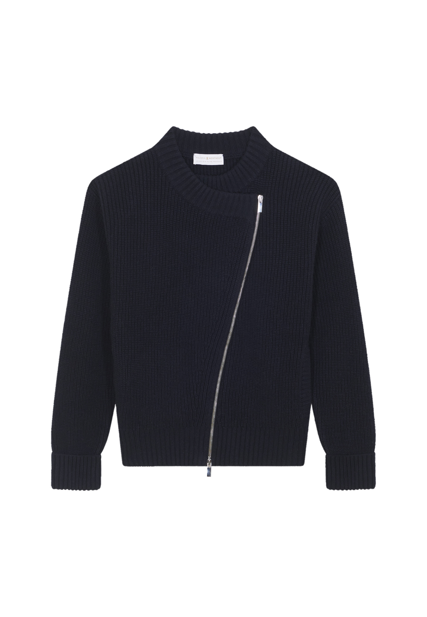 Veste zippée col rond en laine et cachemire - Gwenn 7840 marine - 05 Bleu marine