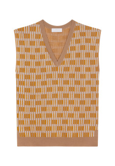 Sleeveless V-neck patterned sweater - Ganael