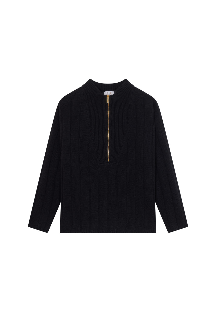 High-neck zipped cashmere blend sweater - Lodric