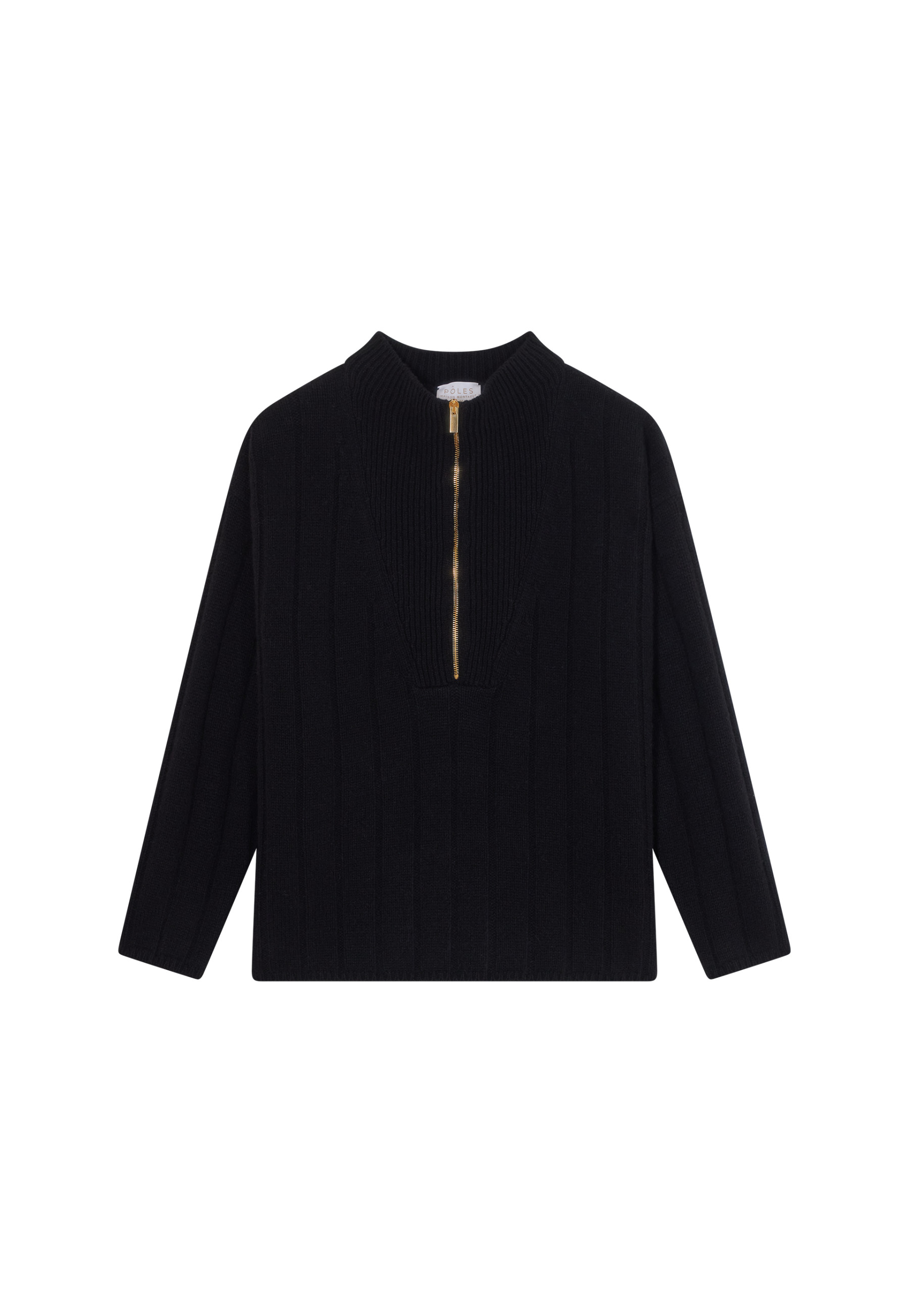 Zipped high-neck sweater in recycled cashmere and wool - Lodric