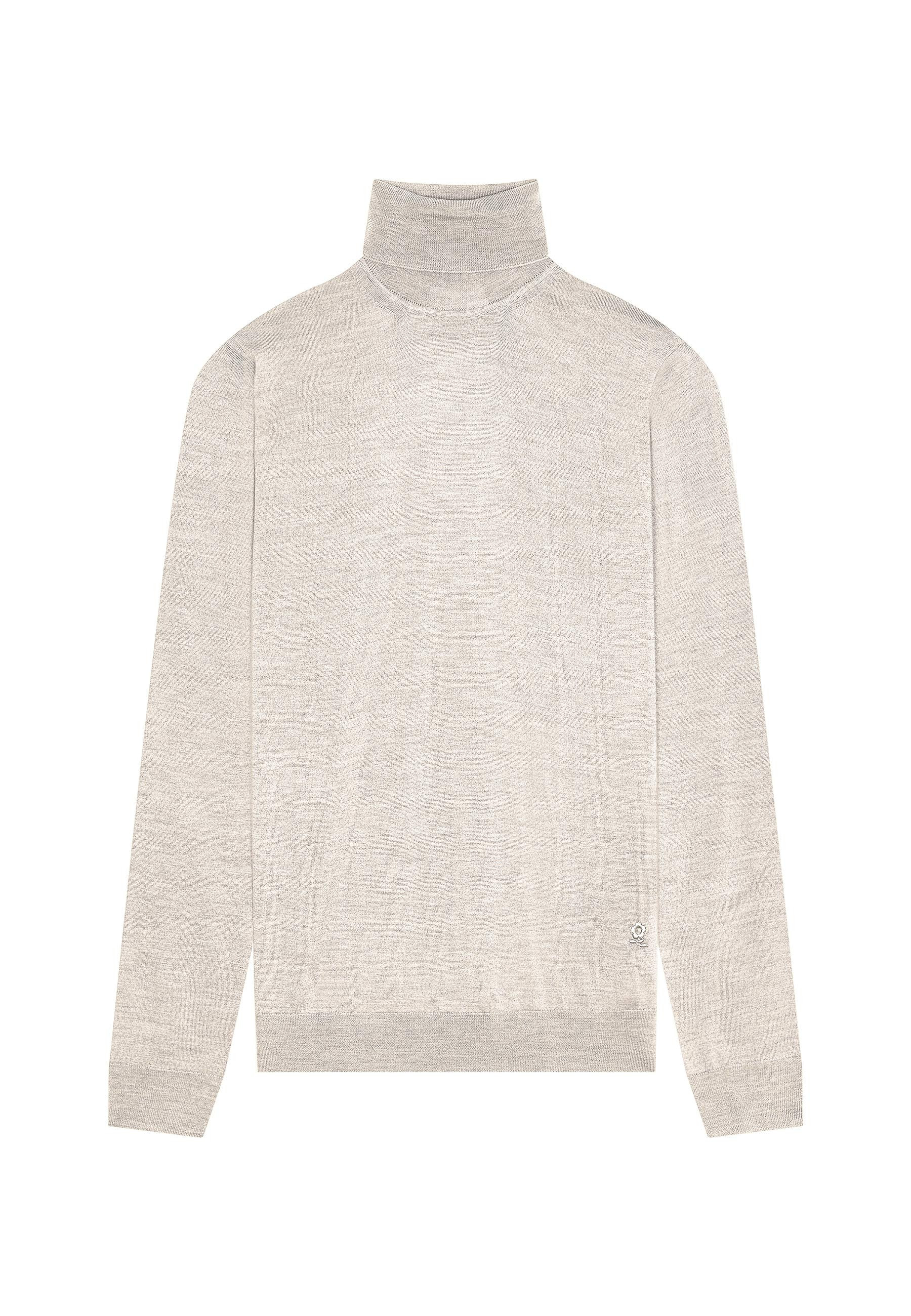 Turtleneck sweater with logo in merino wool - Enzo