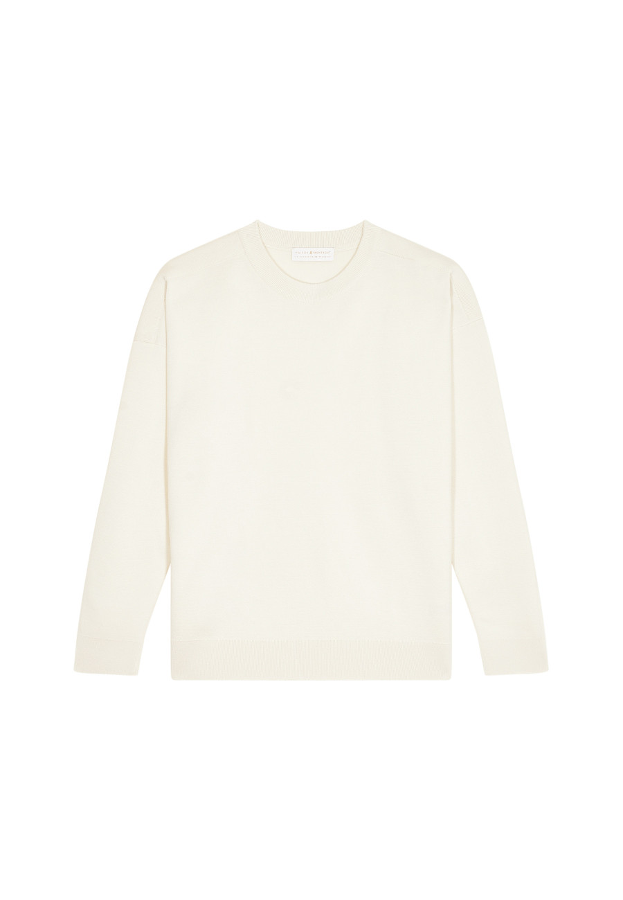 Suéter folgado de lã merino com gola redonda - Felix