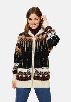 Mid-length zipped jacket with pockets in cocoon wool - Goia