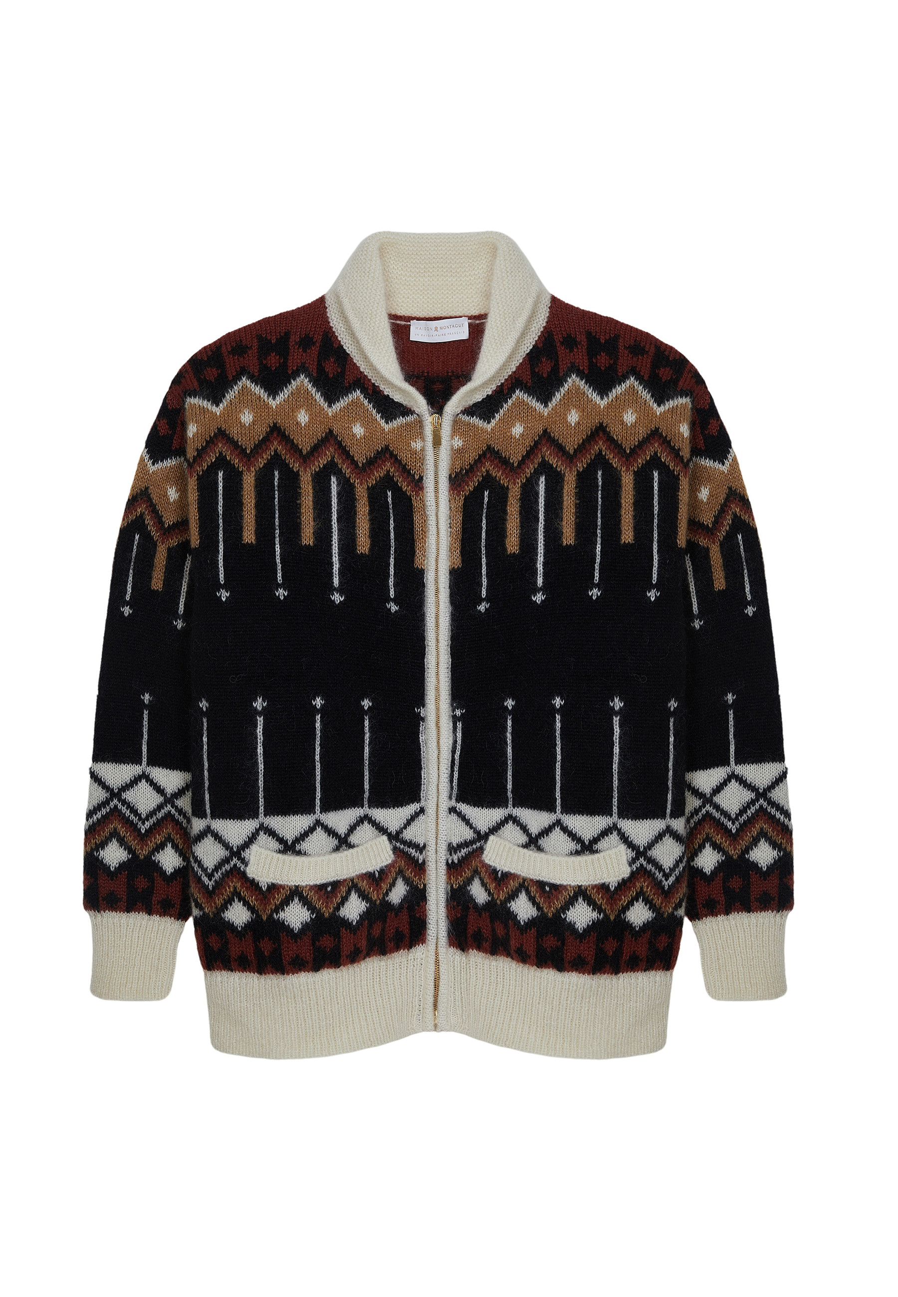 Mid-length zipped jacket with pockets in cocoon wool - Goia