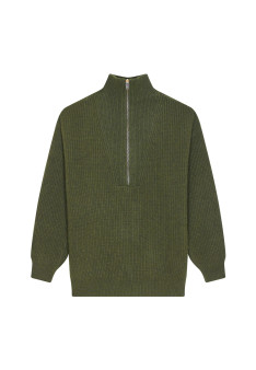 Recycled Wool and Cashmere Beaded Trucker Neck Sweater - English