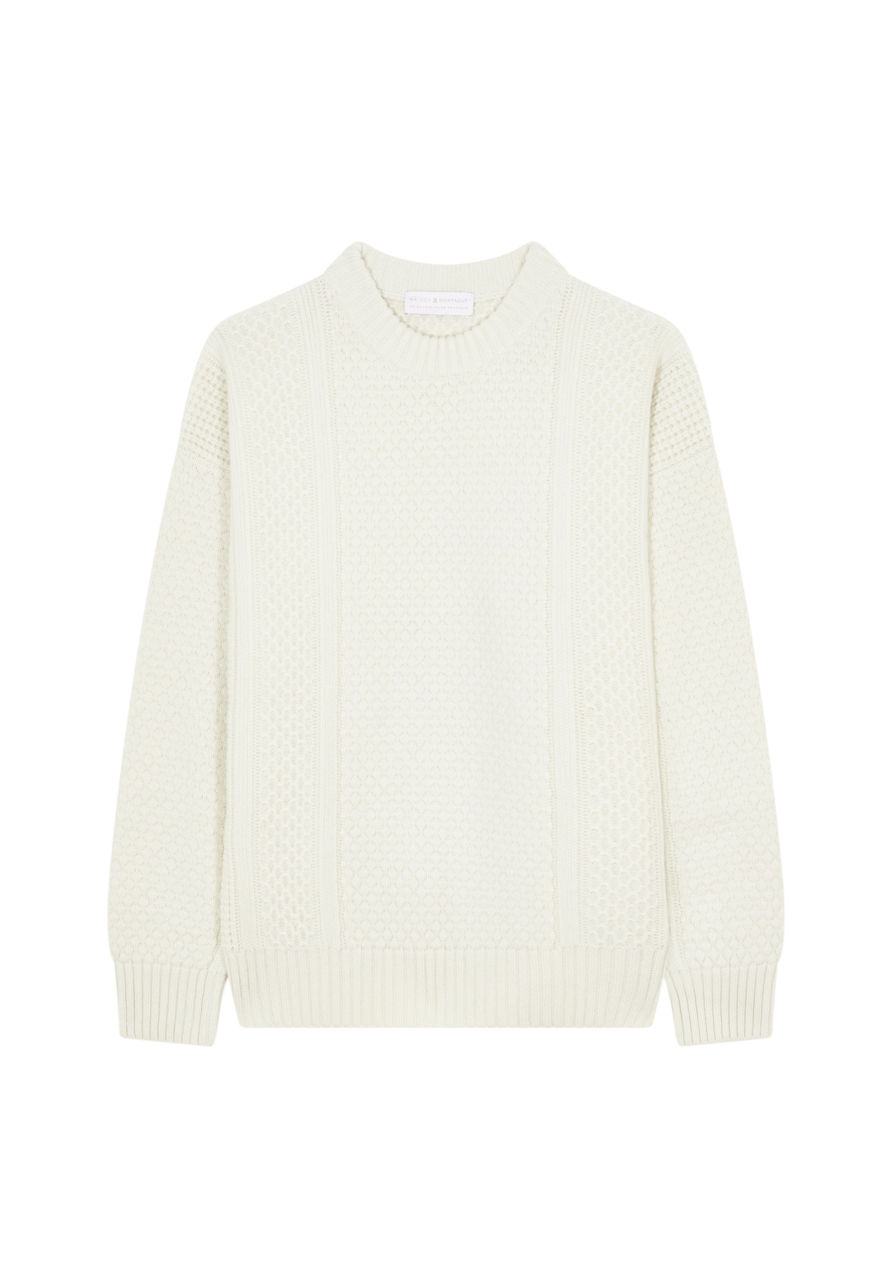 Pull col rond maille gaufrée en laine et cachemire - Fall