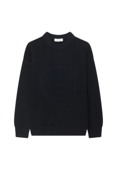 Pull col rond maille gaufrée en laine et cachemire - Fall