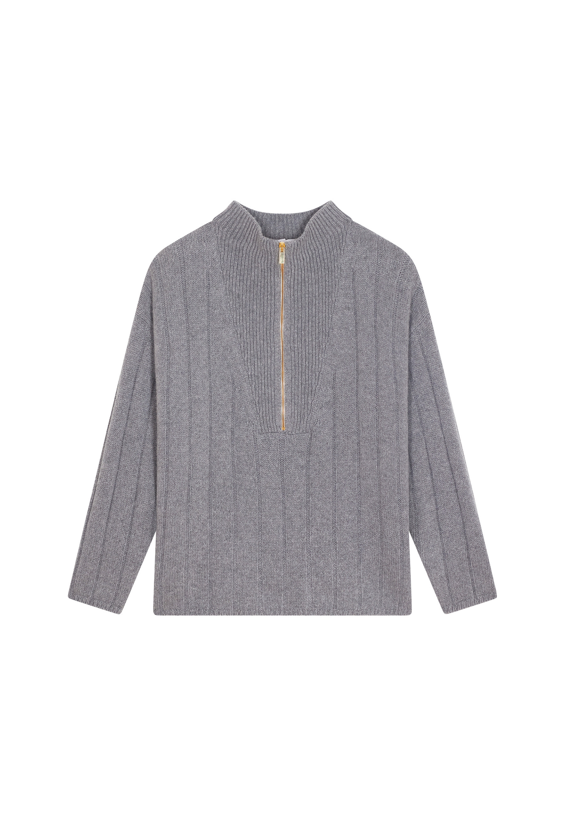 Zipped high-neck sweater in recycled cashmere and wool - Lodric