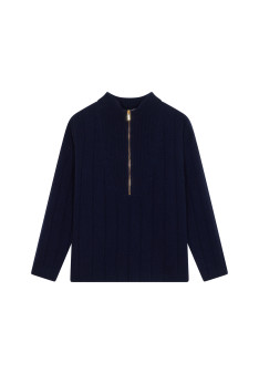 Zipped high-neck sweater in recycled cashmere and wool - Lodric