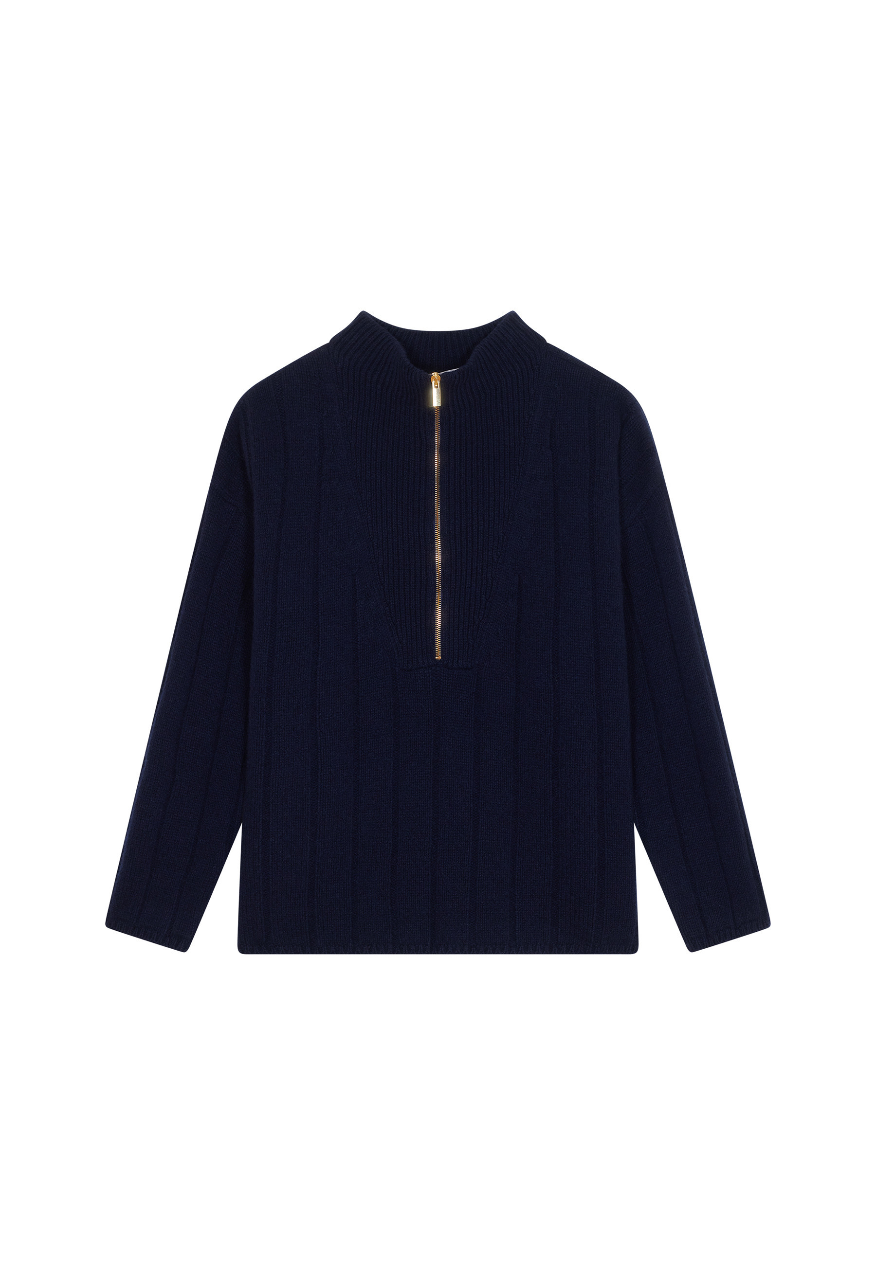 Zipped high-neck sweater in recycled cashmere and wool - Lodric