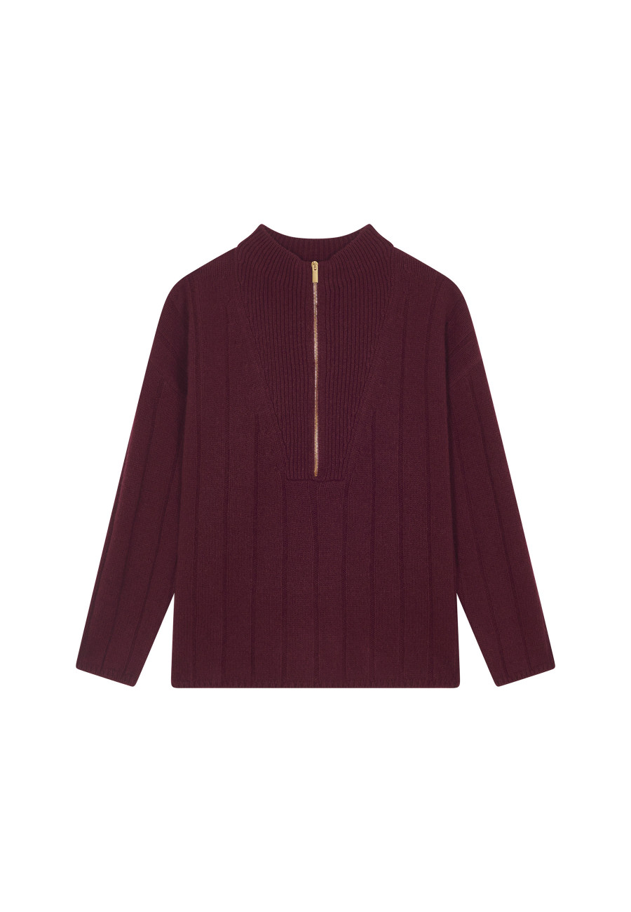 High-neck zipped cashmere blend sweater - Lodric