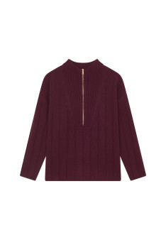 Zipped high-neck sweater in recycled cashmere and wool - Lodric