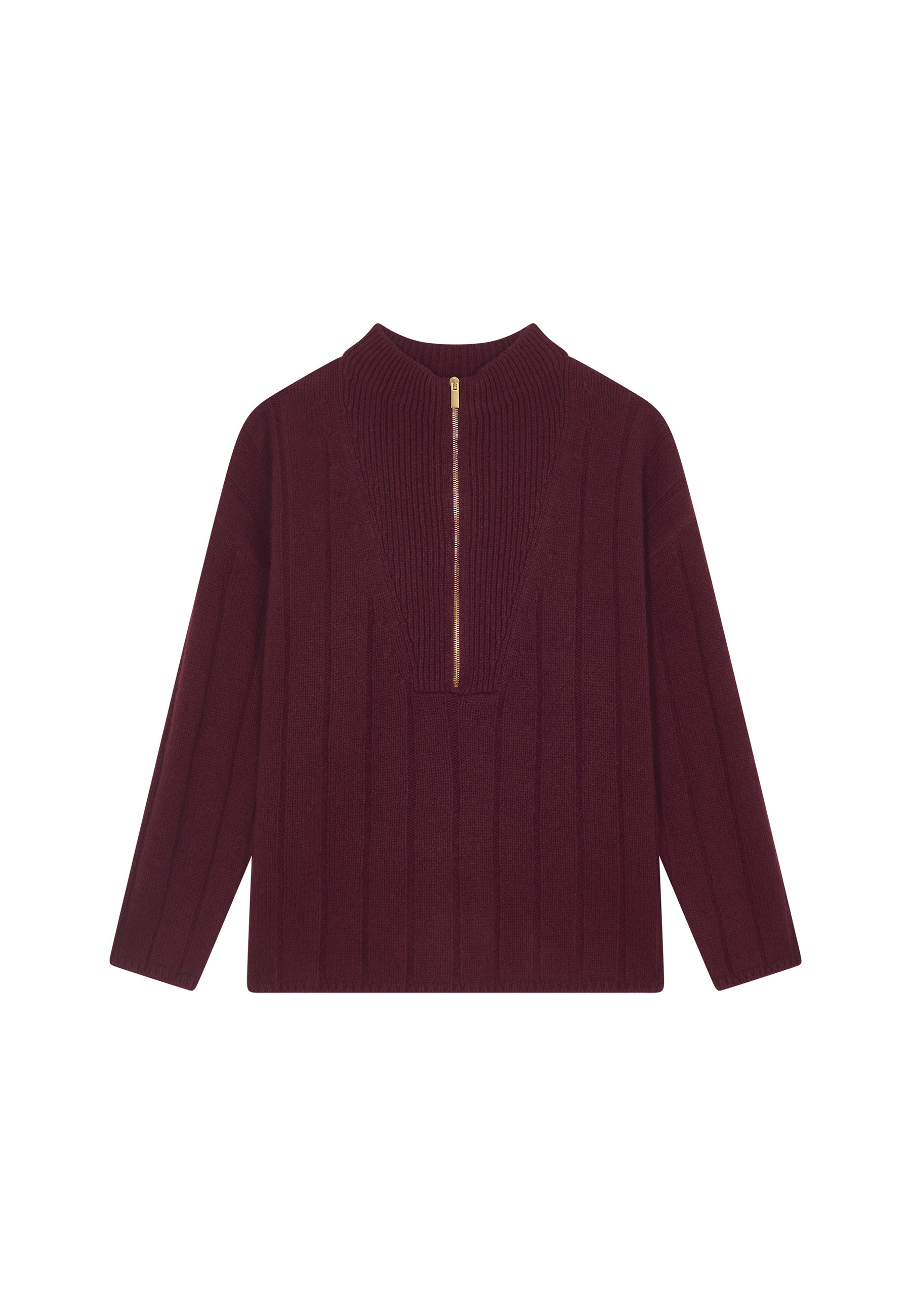 Pull col montant zippé en cachemire et laine recyclés - Lodric 7883 romance - 26 Rose foncé
