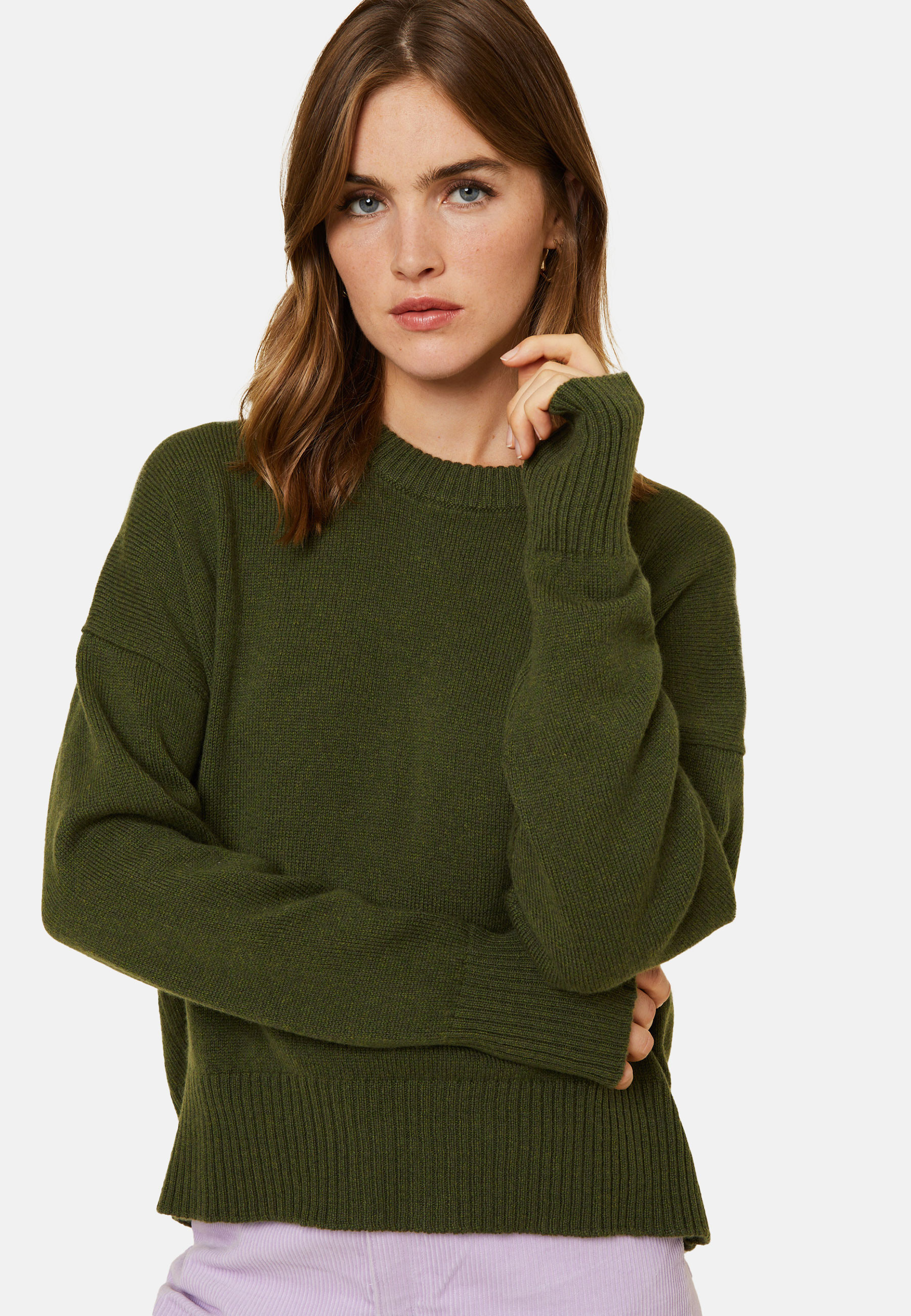 Pull col rond manches mitaines en laine et cachemire - Gemma 7811 volute - 09 Gris moyen