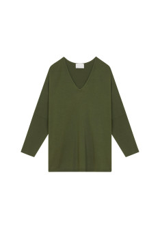 Pull manches chauve-souris en laine mérinos - Boxe 7850 foret - 83 Kaki