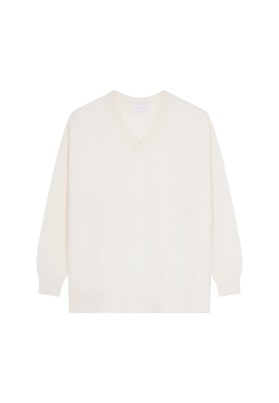 Suéter de cashmere folgado com decote em V e fendas - Alienor