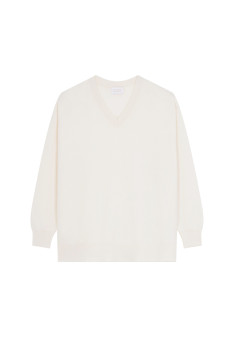 Loose sweater with V-neck slits in cashmere - Alienor