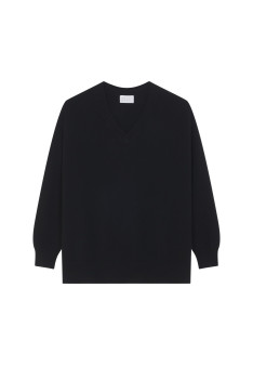 Loose sweater with V-neck slits in cashmere - Alienor