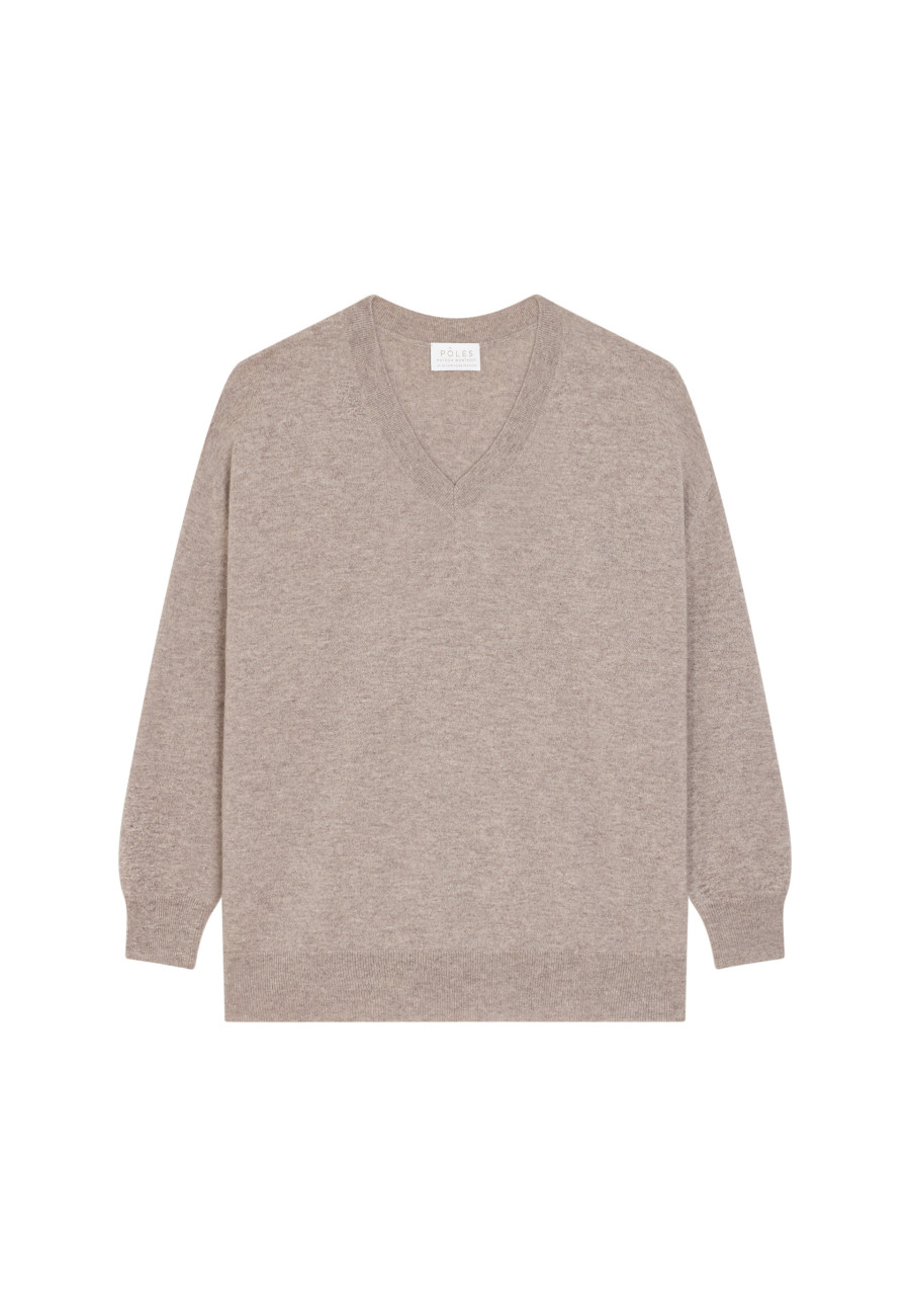 Loose sweater with V-neck slits in cashmere - Alienor