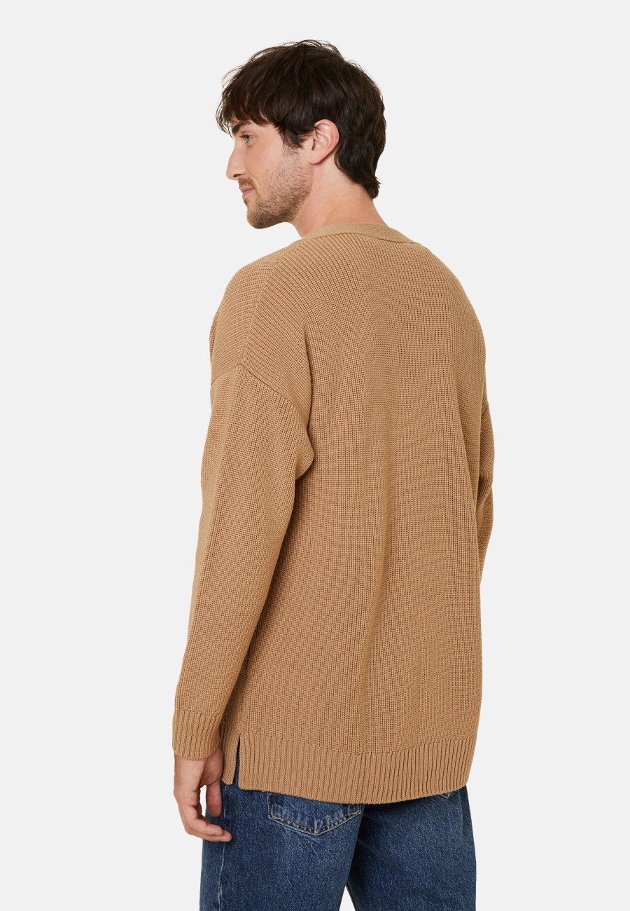 Cardigan folgado com botões e logotipo em lã merino - Frederic