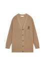 Gilet ample boutoné avec logo en laine mérinos - Frederic 7824 camel chine - 88 Camel