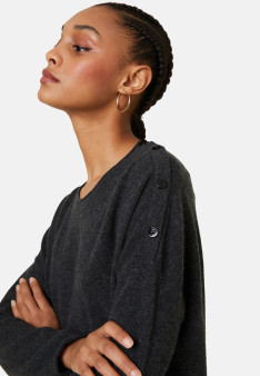 Loose-fit buttoned cashmere round-neck sweater - Acene