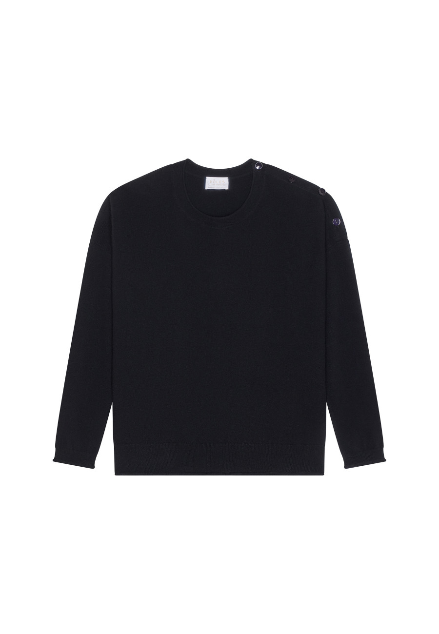 Loose-fit buttoned cashmere round-neck sweater - Acene