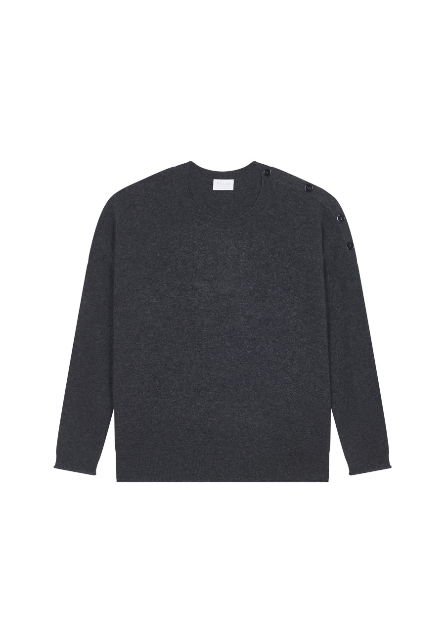 Loose-fit buttoned cashmere round-neck sweater - Acene