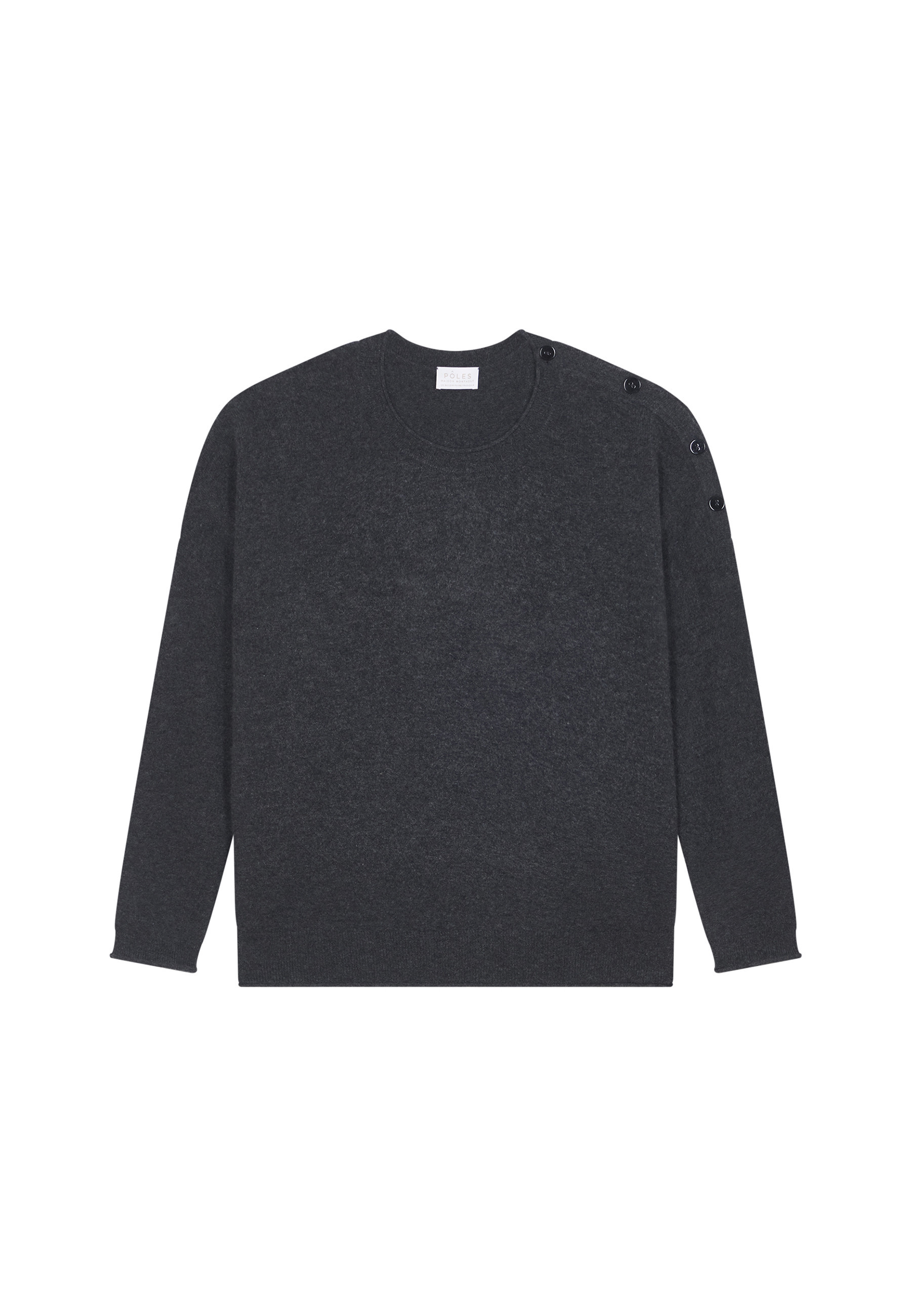 Loose-fit buttoned cashmere round-neck sweater - Acene