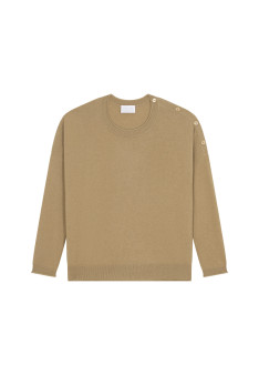 Loose-fit buttoned cashmere round-neck sweater - Acene