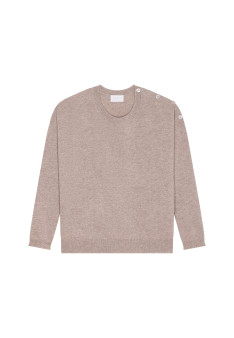 Loose-fit buttoned cashmere round-neck sweater - Acene