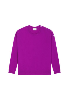 Loose-fit buttoned cashmere round-neck sweater - Acene
