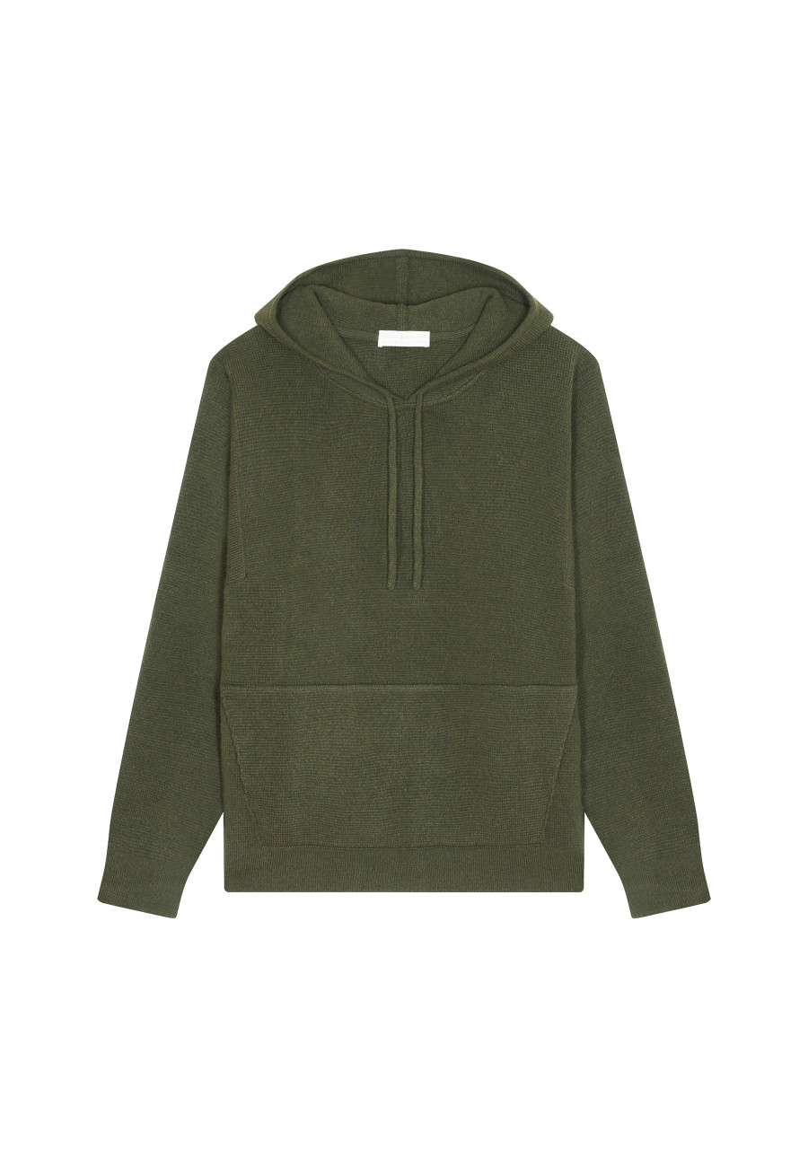 Hooded hoodie with pockets in wool and cashmere - Fabio