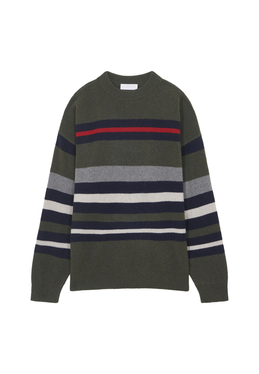 Striped round-neck cashmere-blend sweater - Fael