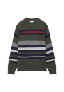 Round-neck striped sweater in recycled cashmere and wool - Fael