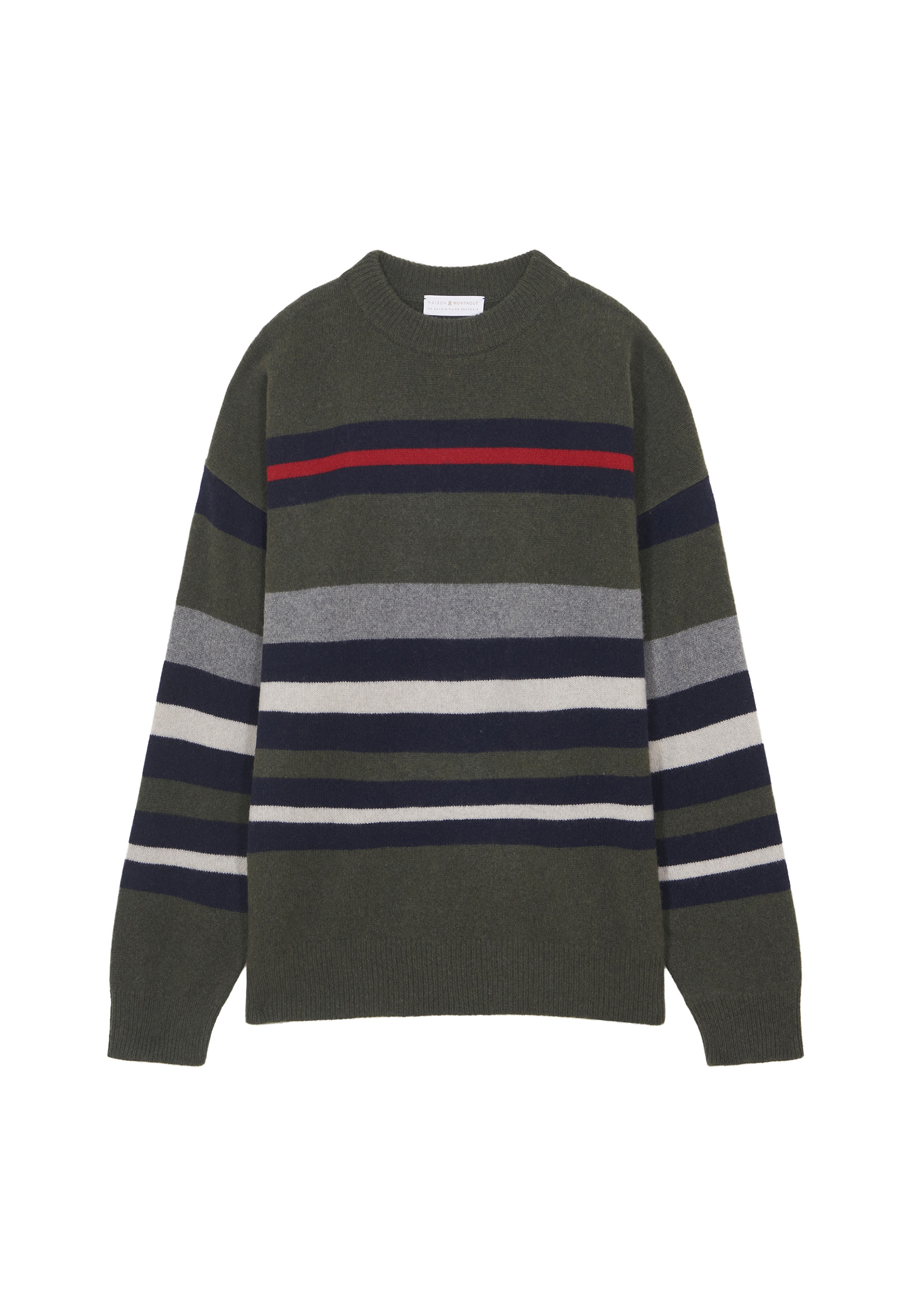 Round-neck striped sweater in recycled cashmere and wool - Fael